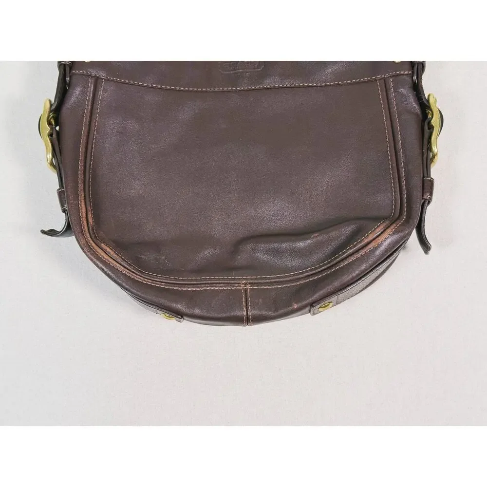 Vintage Y2K Coach Leather Hobo Bag Brown Gold Hardware Shoulder Purse Zip 2000s